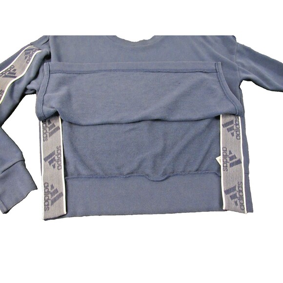 Adidas Changeover Tape Logo Crew Neck Cropped Sweatshirt Women's Small Blue 2019 - Picture 11 of 14